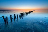 Coucher de soleil calme sur la mer des Wadden