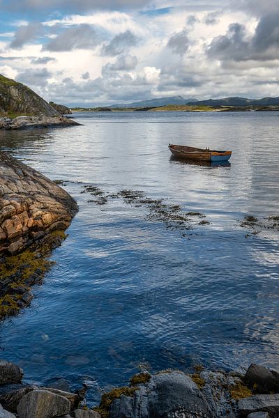 Roeiboot langs de Atlantische weg in Noorwegen van Arjen Roos