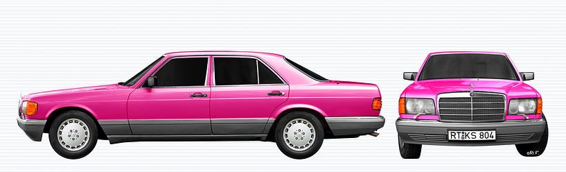Mercedes-Benz S-Klasse W 126 double view in pink von aRi F. Huber