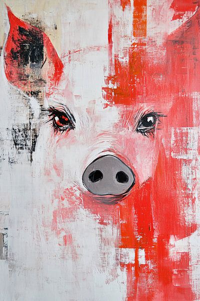 Abstract pig in shades of red by Imperial Art House