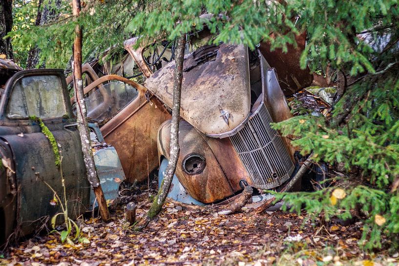 Cimetière de voitures en Suède : des traces de rouille dans la forêt par Gentleman of Decay