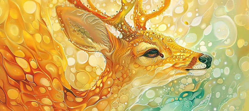 Peinture du cerf d'or par Peinture Abstraite