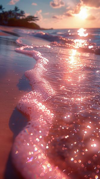 Lueur rose sur les vagues par ByNoukk