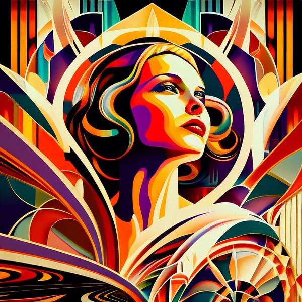 Bunte Art-déco-Frau von Bianca ter Riet