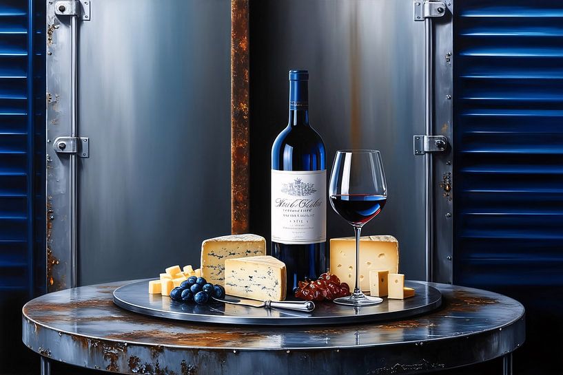 Wein und Käse auf dem Tisch von Art & Soul Creations