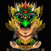 Bild eines Mannes mit einer Drachenmaske