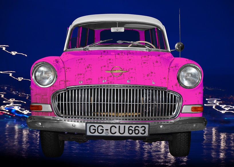 Opel Olympia Rekord Caravan in pink Pop Art von aRi F. Huber