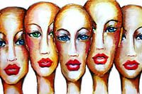 Vrouwen zonder Haar met Rode Lippen