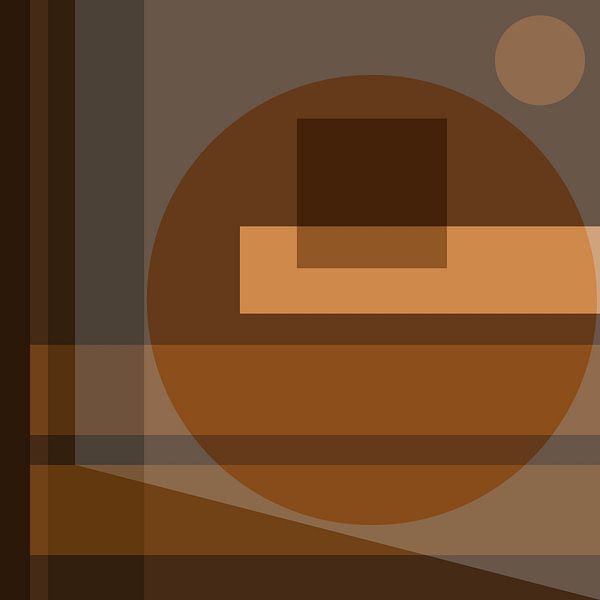 70s Retro abstract landscape in brown, golden yellow, taupe by Dina Dankers