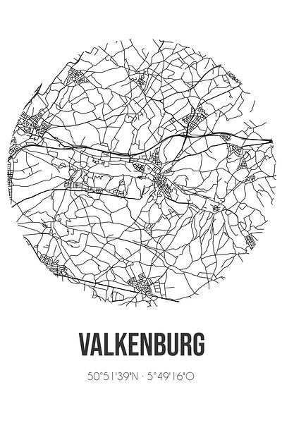 Valkenburg (Limburg) | Carte | Noir et blanc par Affiches de lieux