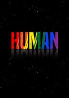 HUMAN – LGBTQ Flagge Regenbogen Solidarität Wanddeko