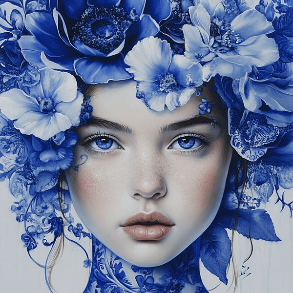 Blaues Mädchen von CanvasbyCaro