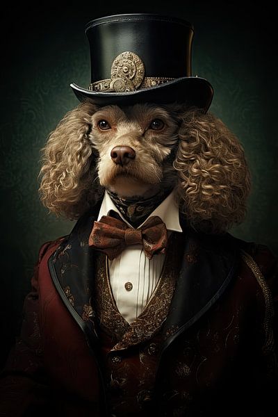 Poodle in old-fashioned clothes by Wall Wonder