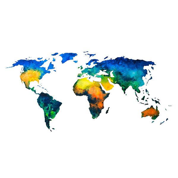 Colourful World Map in Watercolour | Wall Circle by WorldMapShop