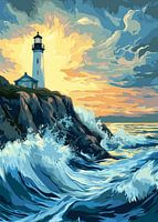 Leuchtturm in stürmischer Brandung