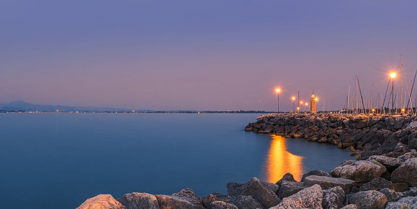 Panorama of an evening at the Desenzano lighthouse by Henk Meijer Photography