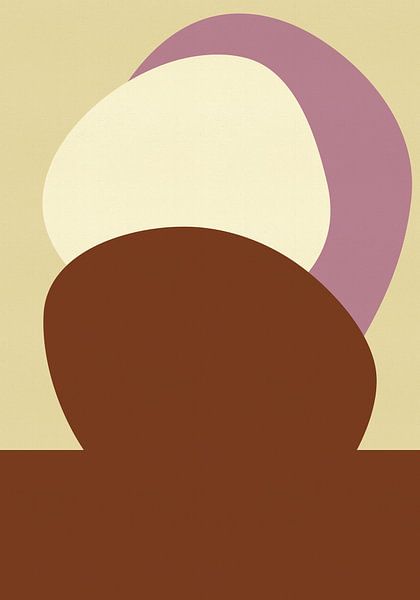 Abstracte vormen in terra, botergeel en lila van Dina Dankers