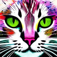Portrait of a cat XIV - colorful pop art graffiti