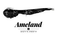 Ameland | Minimalist Island Map Design | Black & White
