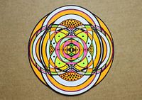 Orange  geometric variantion  of the expanded vescica pisces  on a  neutral background 