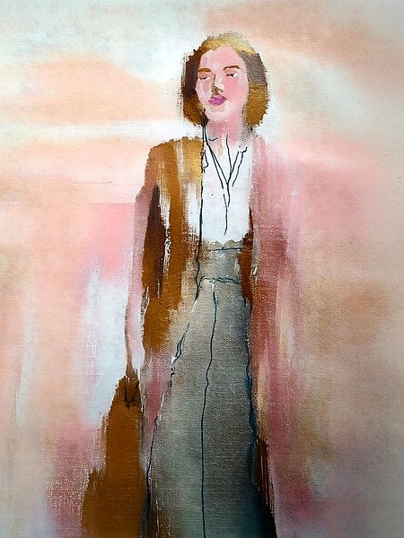 Modernes Frauenporträt in Pastelltönen. von Studio Pieternel