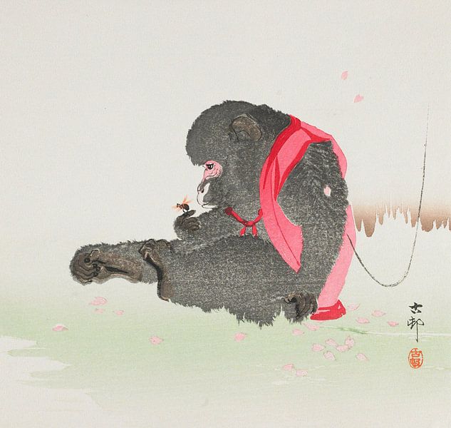 Singe attrapant une abeille, Ohara Koson par Des maîtres magistraux