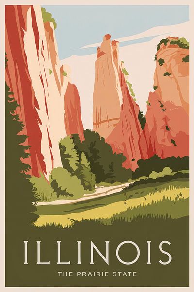 Illinois Vintage Travel Poster von Poster Art Shop