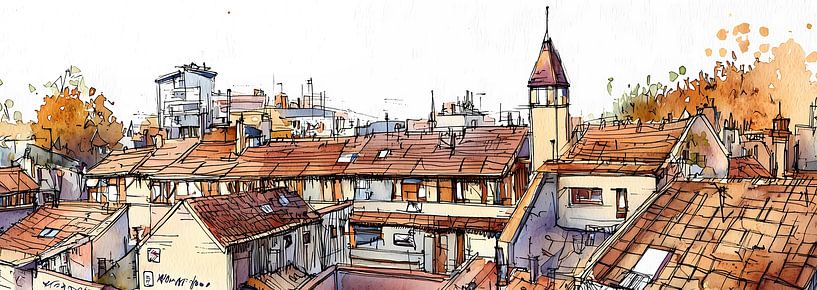 Aquarell-Panorama aus einem Skizzenalbum von Ariadna de Raadt-Goldberg