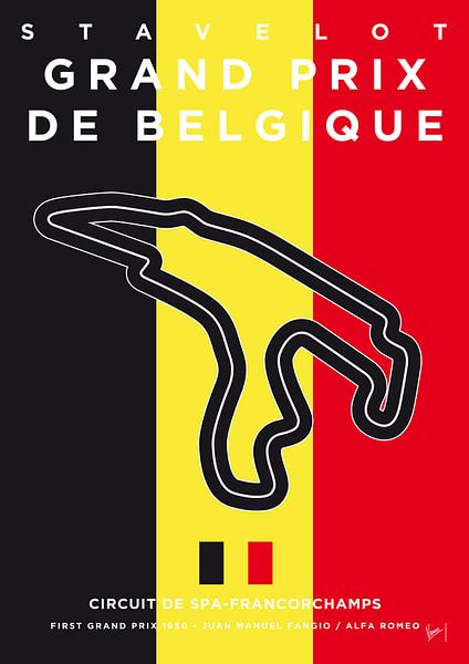 Ma F1 FRANCORCHAMPS Race Track Minimal Poster par Chungkong Art