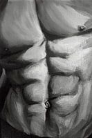 Male torso painting shades of grey