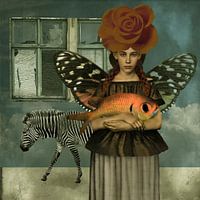 Vintage-Schönheit mit Zebra