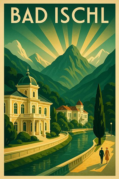 Bad Ischl Art Deco Vintage Travel Poster by Travel Shop