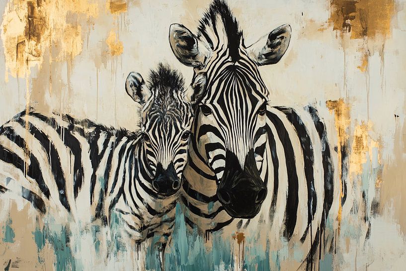 Zebra with young and gold by Imperial Art House