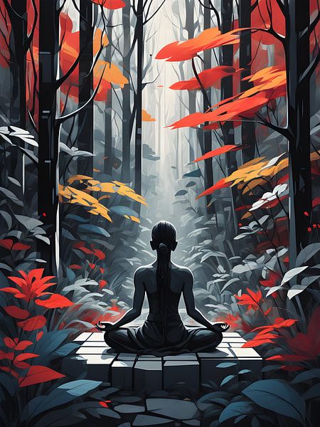 Innerer Frieden zwischen fallenden Blättern von Bart Veeken