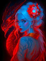 De draak en de schoonheid in neon