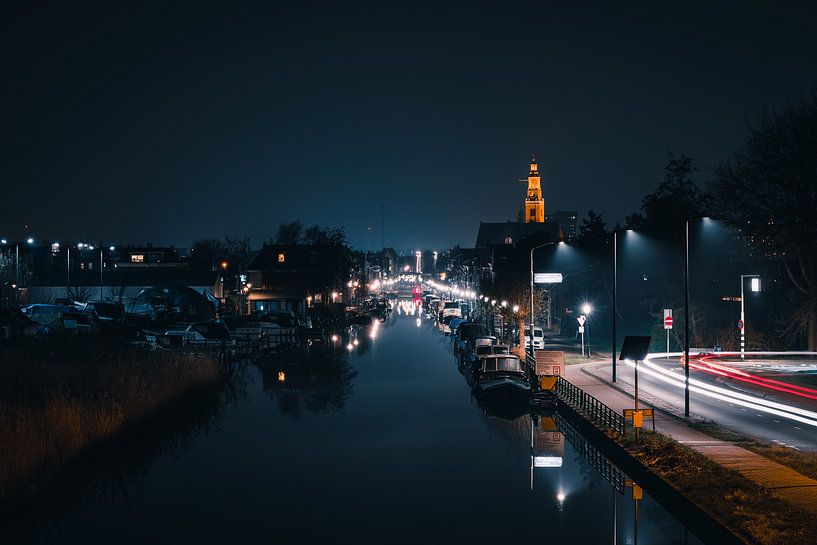 Maassluis the Noordvliet at night by Nathan Okkerse