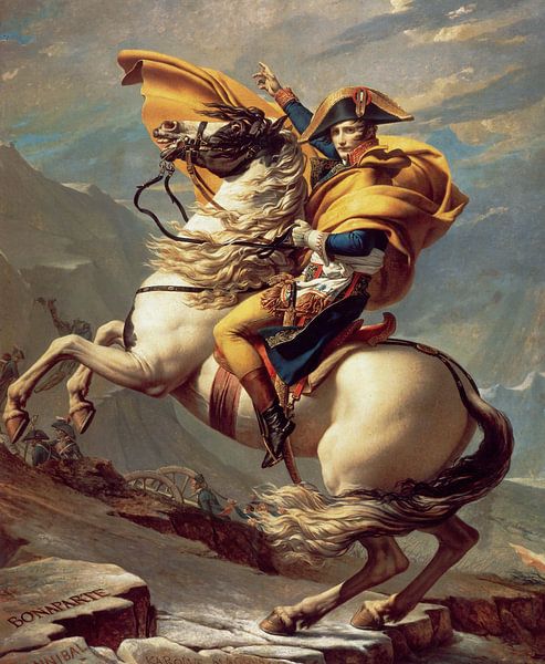 Napoleon Crossing The Alps, Jacques Louis David by Masterful Masters