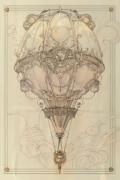 Drawing, Hot air balloon -2 by Peter Pen Drawings and Paintings