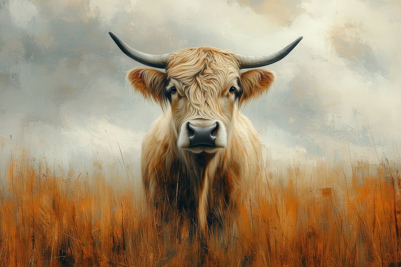 Tough Calm - Schottische Highlander in herbstlicher Landschaft von Eva Lee