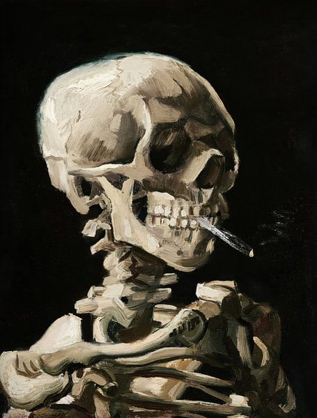 Tête de squelette avec une cigarette allumée - Vincent Van Gogh par Accessible Art