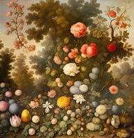 A garden full of flowers in the style of Ambrosius Bosschaert