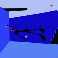 Tiefer, dynamischer in Blau.