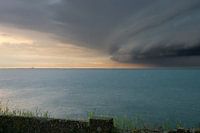 Oosterschelde, Zeeland Bridge and Zierikzee in the distance, heavy weather on the way.