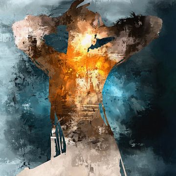 Tanzen in der Nacht I - Abstraktes Porträt einer Tänzerin