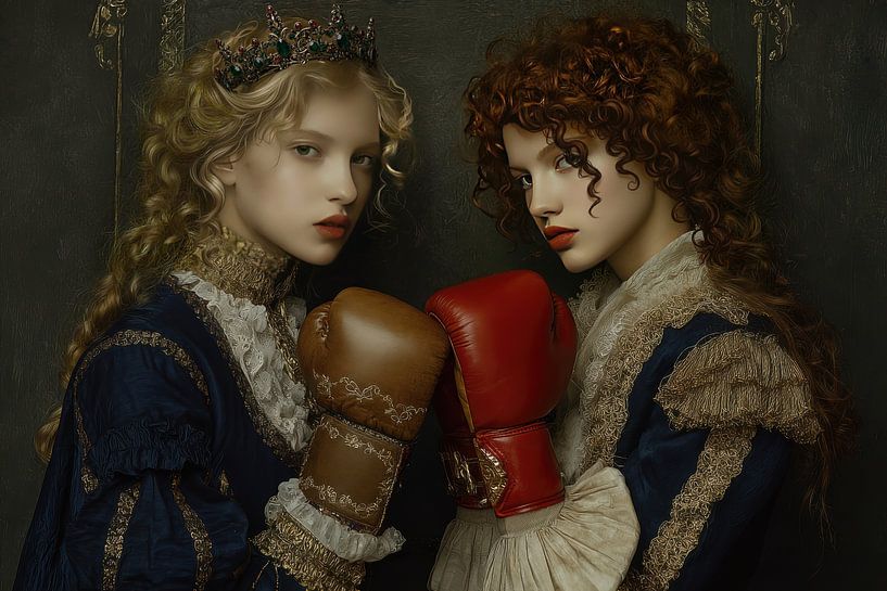 Portrait de deux femmes de la noblesse - vieux maîtres avec un clin d'œil par Dessins et peintures de Peter Pen