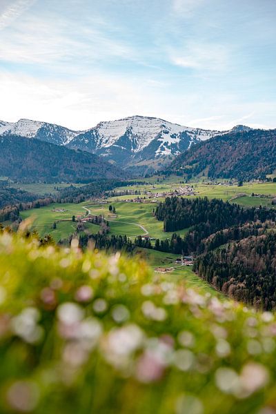 Spring view of the Hochgrat and Steibis near Oberstaufen by Leo Schindzielorz