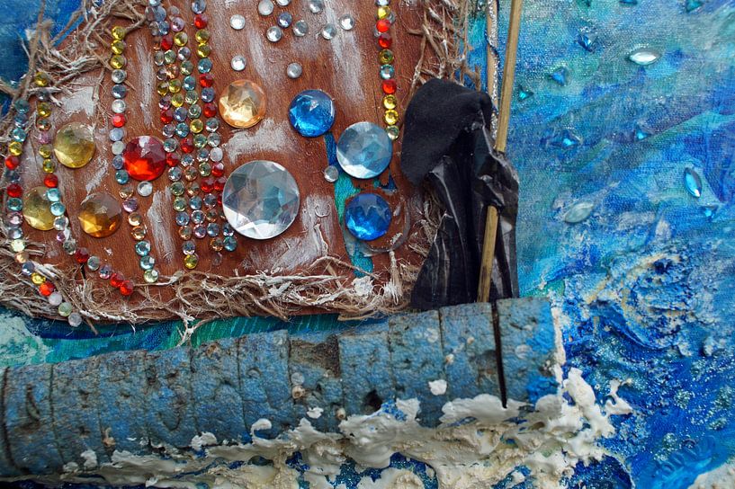 Lonely black figure sailing over troubled waters by Wieland Teixeira