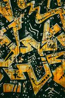 Abstrakte Graffiti‑Textur – Gelb & Schwarz | urbane Industrial‑Kunst