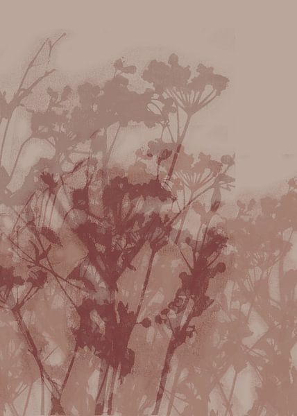 Abstract botanical art. Flowers in light brown shades. by Dina Dankers