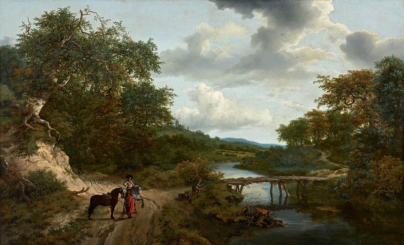 Landschaft mit Steg, Jacob van Ruisdael von Meisterhafte Meister